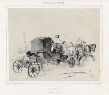 Тарантас в пути. Attelages russes, л.8. Москва, 1848