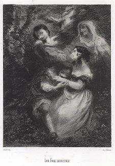 Безумно влюбленный. Ранняя французская литография работы барбизонца Нарцисса Диаза де ла Пенья, ок. 1843 года. 