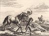 Лошади на водопое. Редкий офорт Жана Шателена по рисункам Дирка Ступа 1651 года. 