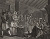 Карьера шлюхи, гравюра 3. «Сцена в Брайдвелле», 1732. Осужденная за проституцию, Молл вынуждена выполнять тяжелую работу в женской исправительной колонии в Брайдвелле. От компаньонок её отличает ухоженность и хорошее платье. Геттинген, 1854