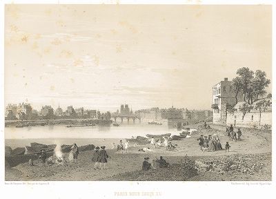 Париж при Людовике XV. Вид на Сену от Арсенала (из работы Paris dans sa splendeur, изданной в Париже в 1860-е годы)