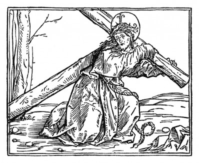 Иисус, несущий крест. Иллюстрация Ганса Бургкмайра к Taschenbuchlein. Издатель Hans Otmar, Аугсбург, 1510 Репринт 1930 г.