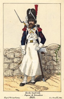 1810 г. Сапер гренадерского полка французской императорской гвардии. Коллекция Роберта фон Арнольди. Германия, 1911-28