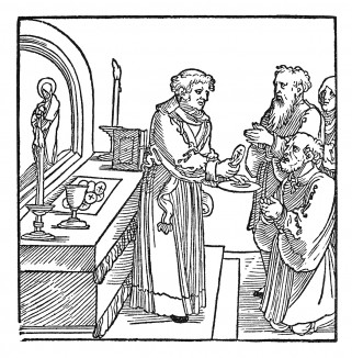 Причастие. Зебальд Бехам для Johann Schwarzenberg / Beschworung der Schlange. Издал Hans Herrgott, Нюрнберг, 1525