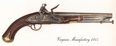 Однозарядный пистолет США Virginia Manufactory 1815 г. Лист 35 из "A Pictorial History of U.S. Single Shot Martial Pistols", Нью-Йорк, 1957 год