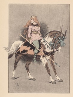 Средневековая амазонка (из "Иллюстрированной истории верховой езды", изданной в Париже в 1891 году)