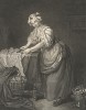 Изящная гладильщица. La gentille repasseuse. Гравировал Антуан-Луи Романе с живописного оригинала Иоганна Шенау. Париж, последняя четверть XVIII в.