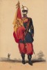 1860-е гг. Знаменосец испанской лёгкой пехоты в парадной форме (из альбома литографий L'Espagne militaire, изданного в Париже в 1860 году)