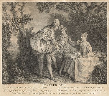Два друга. Гравюра Никола де Лармессена по оригиналу Никола Ланкре, ок. 1740 года. 