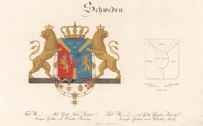 Герб королевства Швеция. Из немецкого гербовника середины XIX века