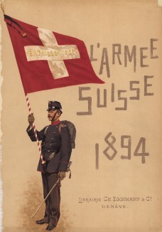 Швейцарская армия в 1894 г. Титульный лист альбома хромолитографий L'аrmée Suisse… Цюрих, 1894