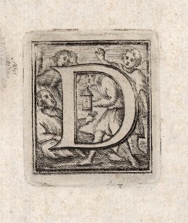 Буквица "D" из "Delle magnificenze di Roma antica e moderna ..." Джузеппе Вази, Рим, 1756