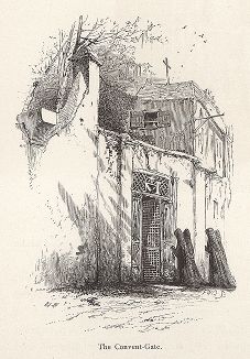 Ворота женского монастыря в Сент-Аугустине, штат Флорида. Лист из издания "Picturesque America", т.I, Нью-Йорк, 1872.