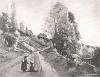 Горная дорога. С оригинала Камиля Коро (1796 -- 1875 гг.) -- ведущего художника Барбизонской школы.   