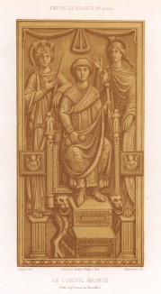 Консул Флавий Магнус, правивший Галлией в V веке, изображённый на консульском диптихе (из Les arts somptuaires... Париж. 1858 год)