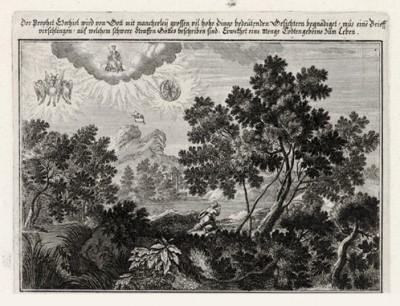 Видение Иеремии огненного облака (из Biblisches Engel- und Kunstwerk -- шедевра германского барокко. Гравировал неподражаемый Иоганн Ульрих Краусс в Аугсбурге в 1700 году)