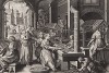 Здесь же коконы, часто более тысячи, одновременно раскручивают женщины, изготавливающие ткань. Vermis Sericus, лист 6, Антверпен, 1595 год. 