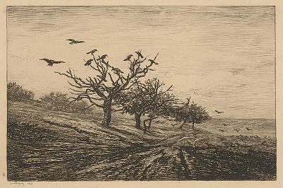 Вороново дерево. Офорт Шарля-Франсуа Добиньи, 1867 год