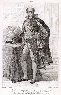 Гийом Мари Анн Брюн (1763-1815), маршал Франции с 1804 года. Galerie des Marechaux de France par Ch. Gavard, Париж, 1839 год. 
