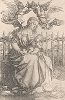 Мадонна, коронуемая двумя ангелами. Гравюра Альбрехта Дюрера, выполненная в 1518 году (Репринт 1928 года. Лейпциг)