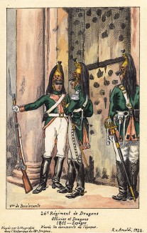Испания, 1811 г. Офицер и солдаты 26-го драгунского полка французской армии. Коллекция Роберта фон Арнольди. Германия, 1911-28