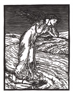 Психея бросается в реку. Иллюстрация Эдварда Коли Бёрн-Джонса к поэме Уильяма Морриса «История Купидона и Психеи». Лондон, 1890-е гг.