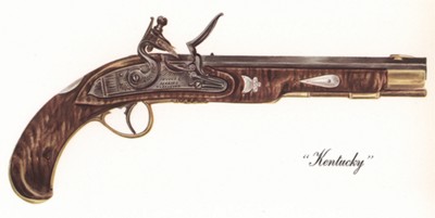 Однозарядный пистолет США Kentucky. Лист 26 из "A Pictorial History of U.S. Single Shot Martial Pistols", Нью-Йорк, 1957 год
