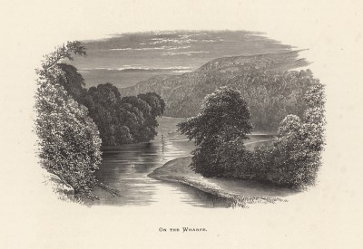 Вид на реку Ворв в Йоркшире, Англия (иллюстрация к работе "Пресноводные рыбы Британии", изданной в Лондоне в 1879 году)