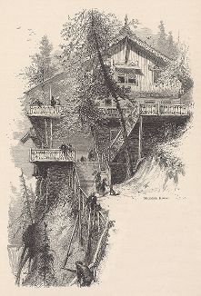 Горный домик в Долине Уоткинс, штат Нью-Йорк. Лист из издания "Picturesque America", т.I, Нью-Йорк, 1872.