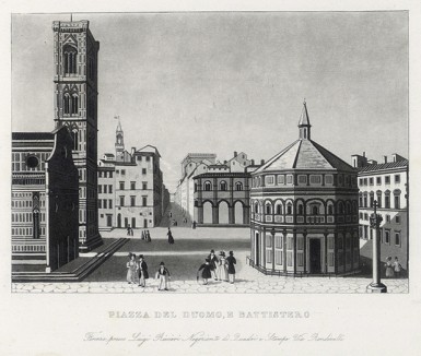 Флоренция. Вид на пьяцца Дуомо (соборную площадь) и Баптистерий Иоанна Крестителя