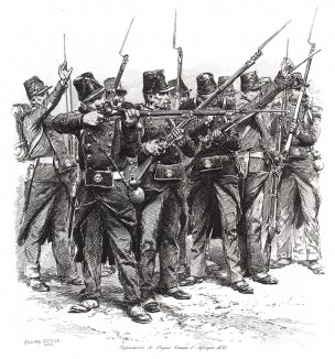 Офицер французского африканского корпуса. Types et uniformes. L'armée françаise par Éduard Detaille. Париж, 1889