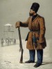 Уральский казак и вышка (лист 5 из альбома "Русский костюм", изданного в Париже в 1843 году)