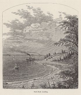 Пристань Памятный Камень, Провиденс, штат Род-Айленд. Лист из издания "Picturesque America", т.I, Нью-Йорк, 1872.