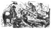 Семилетняя война 1756-1763 гг. Прусская гвардия отражает атаку саксонских драгун в сражении при Колине 18 июня 1757 г., где Фридрих Великий потерпел свое первое поражение. Geschichte Friedrichs des Grossen von F.Kugler. Лейпциг, 1842, с.325