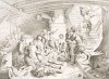Смерть венецианского командора Агостино Барбариго, получившего тяжелые ранения в битве при Лепанто 7 октября 1571 года. Storia Veneta, л.114. Венеция, 1864