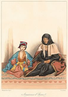 Ереванские армянки. "Costumes du Caucase" князя Гагарина, л. 15, Париж, 1840-е гг. 