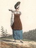 Русская женщина из Ингрии (Ижора, Приневский край) в национальном костюме. Париж, 1819