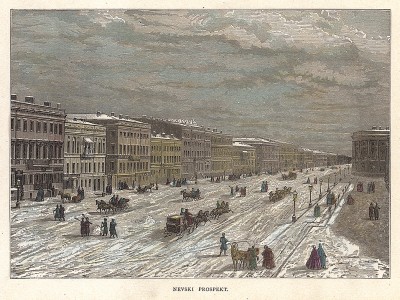 Санкт-Петербург. Невский проспект зимой. Zigzag Journeys in the Orient. Бостон, 1883