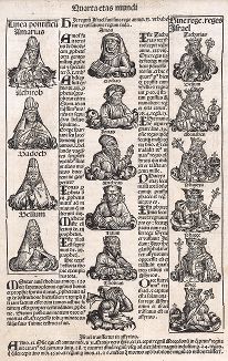 Лист 53 из знаменитой первопечатной книги Хартмана Шеделя "Всемирная хроника", также известной как "Нюрнбергские хроники". Die Schedelsche Weltchronik (Liber Chronicarum). Нюрнберг, 1493