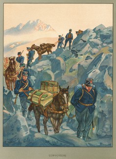 Доставка боеприпасов для швейцарской горной артиллерии. Notre armée. Женева, 1915