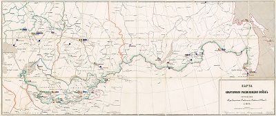 Карта квартирного расположения войск от Уральска до Благовещенска. Составлена при Строевом отделении Главного штаба в 1868 г.