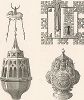 Кадила и накладной замок, XI, XIII и XIV вв. Meubles religieux et civils..., Париж, 1864-74 гг. 