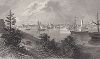 Вид на Детройт, штат Мичиган, со стороны канадского берега. Лист из издания "Picturesque America", т.I, Нью-Йорк, 1873.
