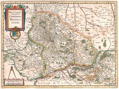 Карта графства Бове. Beauvaisis. Comitatus Belovacium. Составил Хенрикус Хондиус. Амстердам, 1635