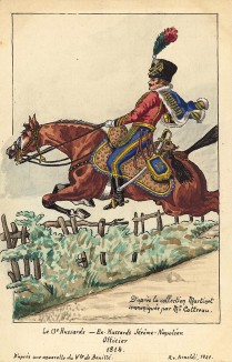 1814 г. Офицер 13-го гусарского полка (ранее - полка Жерома Наполеона) французской армии. Коллекция Роберта фон Арнольди. Германия, 1911-29