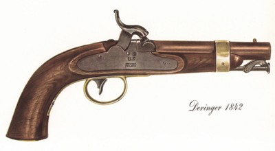Однозарядный пистолет США Deringer 1842 г. Лист 20 из "A Pictorial History of U.S. Single Shot Martial Pistols", Нью-Йорк, 1957 год