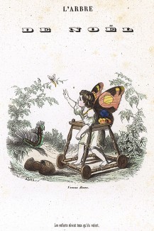 Малыш- бабочка из рода Ванесс. Les Papillons, métamorphoses terrestres des peuples de l'air par Amédée Varin. Париж, 1852