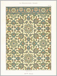 Копия «Изразцы в Каср Родуан. XVI век. La Décoration Arabe. Extraits du grand ouvrage L'Art Arabe de Prisse d'Avesnes, л.23. Париж, 1885»
