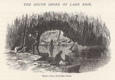 Пещера командора Перри, остров Прибрежный на озере Эри, штат Огайо. Лист из издания "Picturesque America", т.I, Нью-Йорк, 1872.