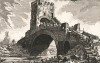 Гравюра Пиранези "Вид на мост Саларио". Veduta del Ponte Salario. Лист из серии "Vedute di Roma". 